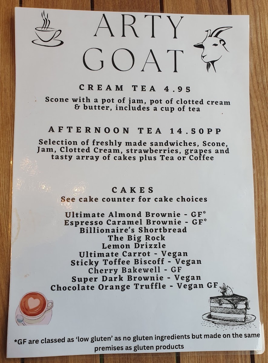 Arty Goat menu board
