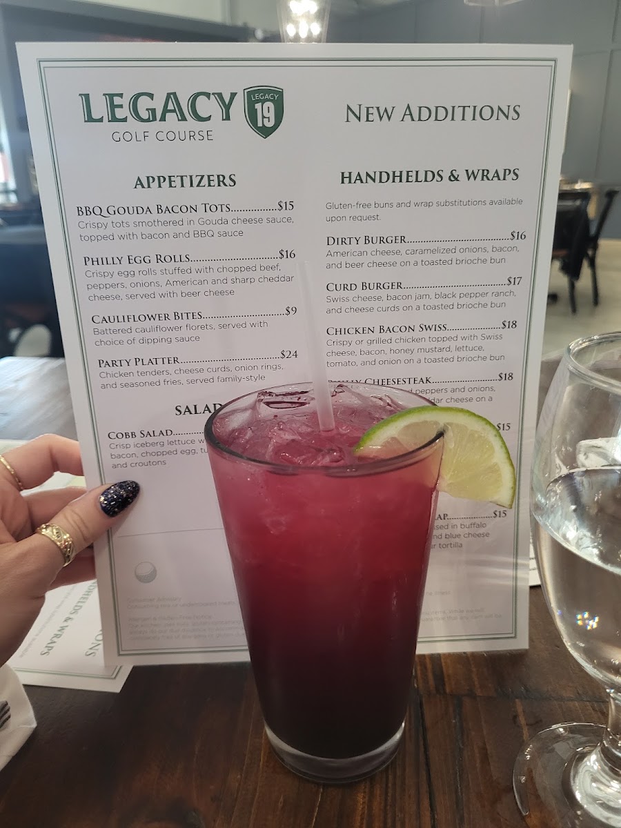 Legacy at the 19 - Bistro menu board