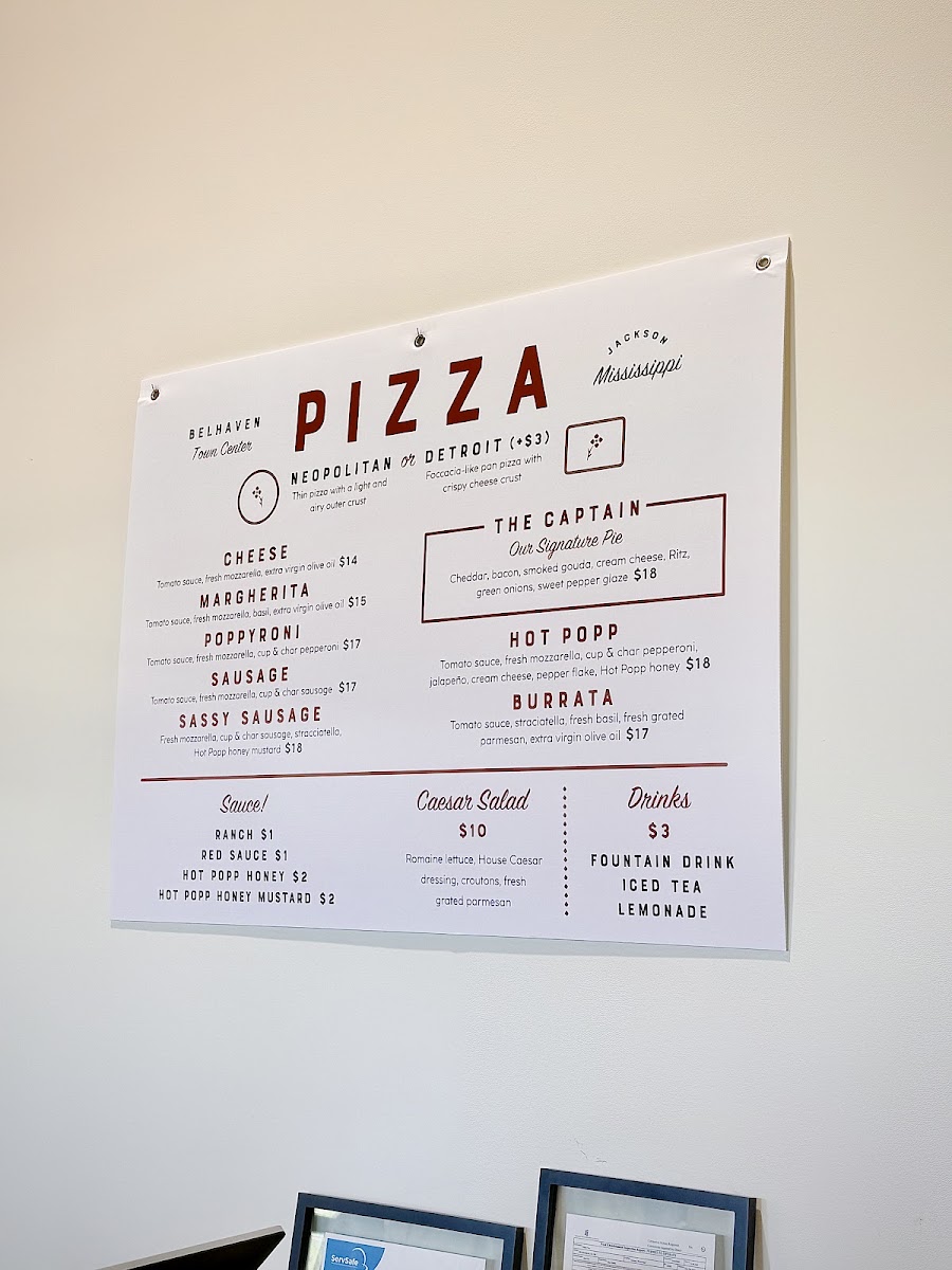 Poppy Pies menu board