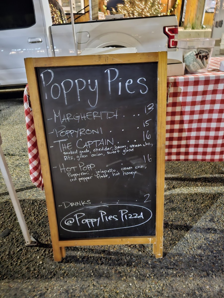 Poppy Pies menu board