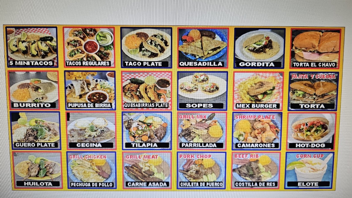 Pupusas / taqueria menu board