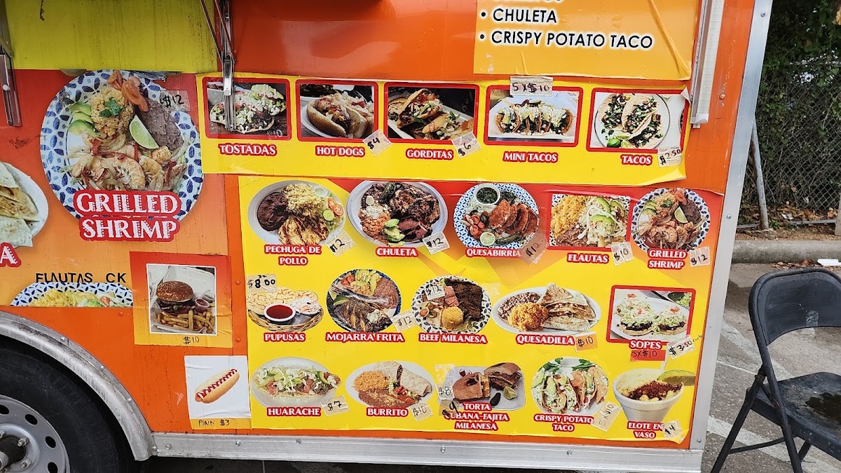 Pupusas / taqueria menu board