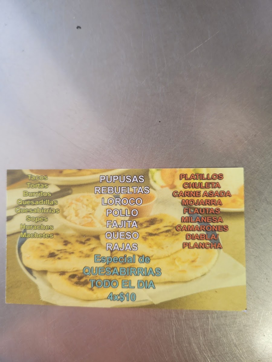 Pupusas / taqueria menu board