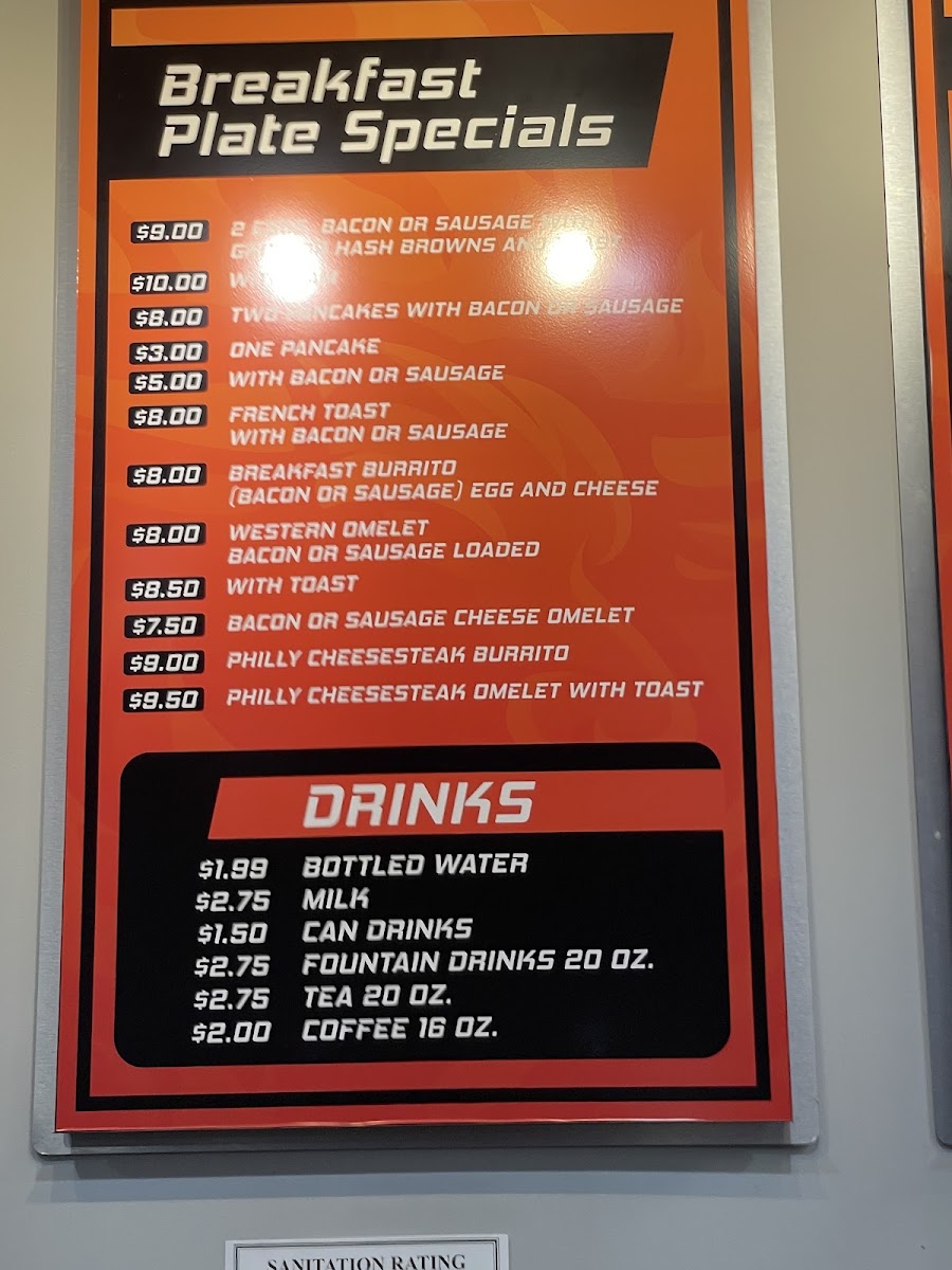Bullseye Grill menu board
