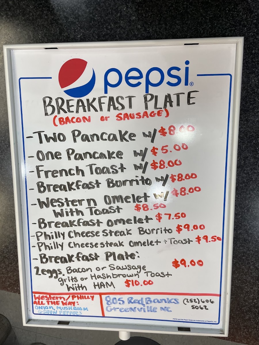 Bullseye Grill menu board
