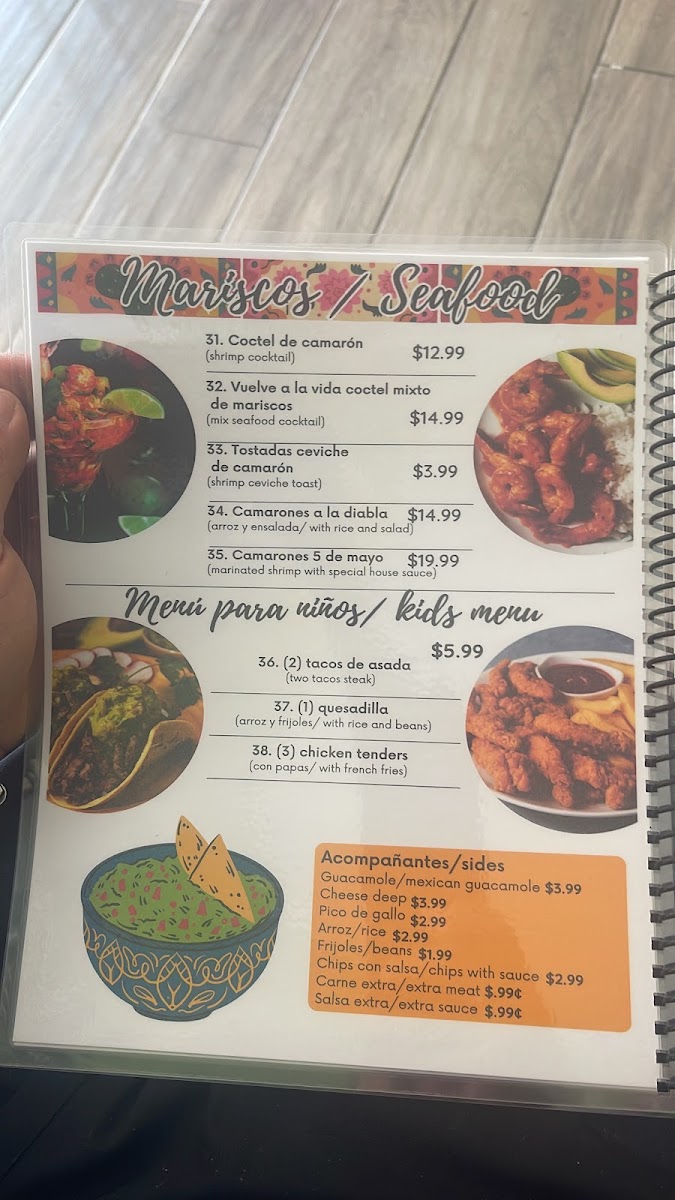 Taqueria 5 de mayo authentic Mexican food menu board