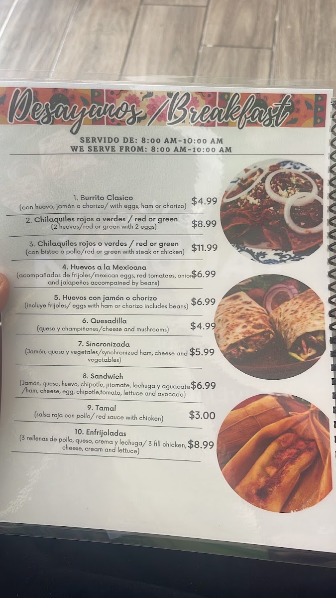 Taqueria 5 de mayo authentic Mexican food menu board