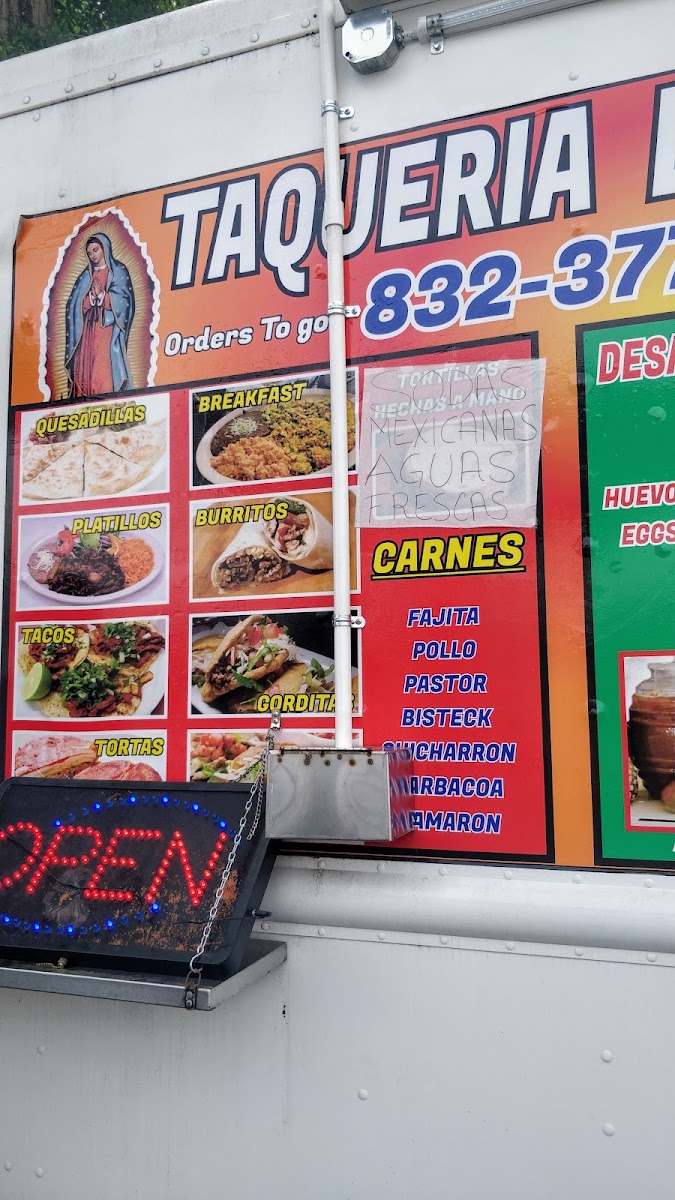 Taqueria Lupita (Food Truck) menu board