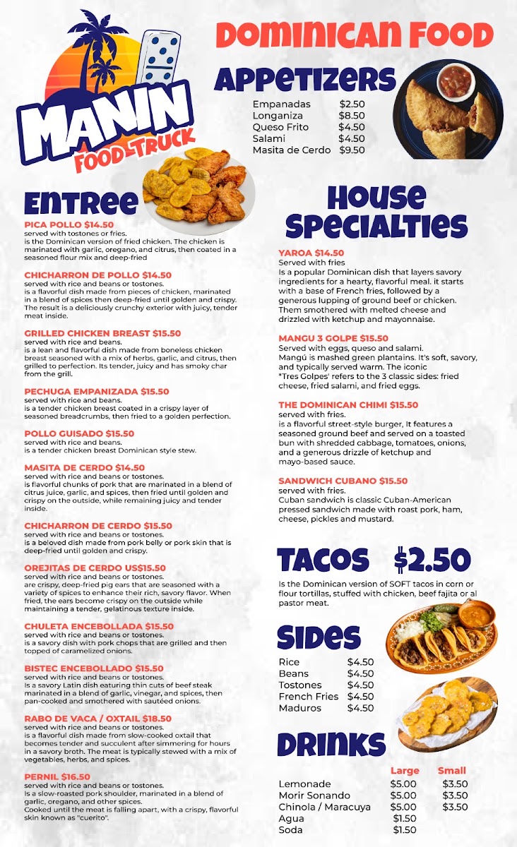 Manin Food Truck menu board