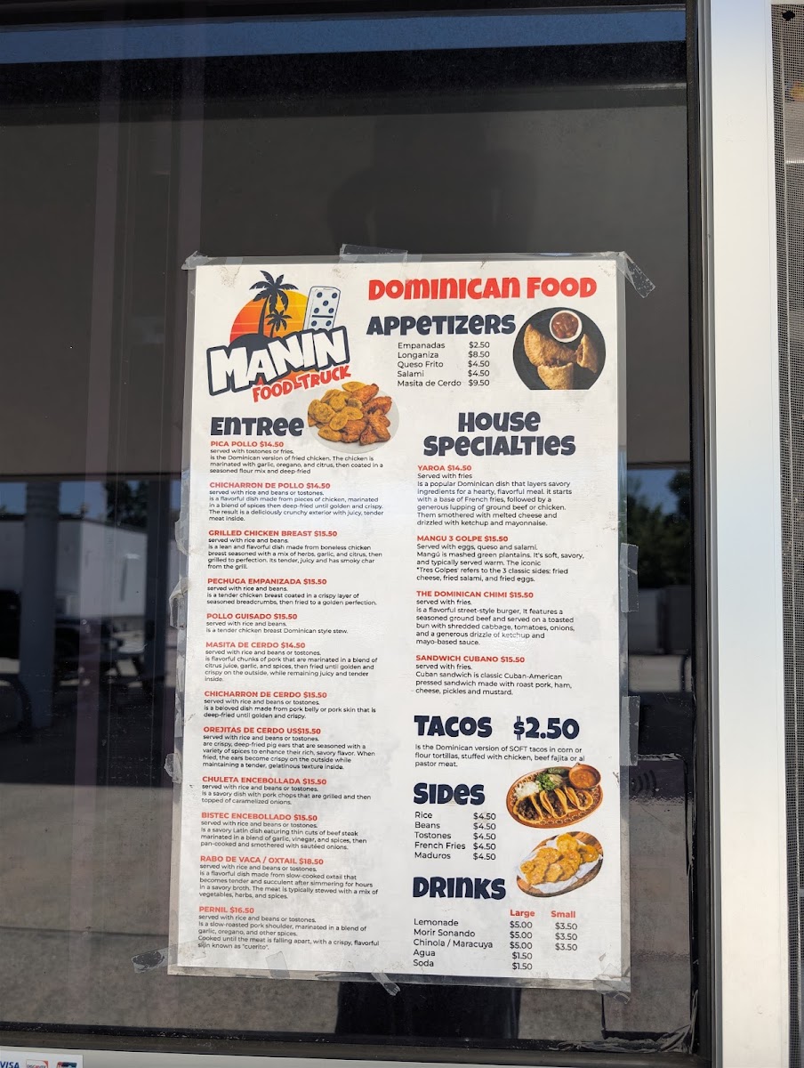 Manin Food Truck menu board