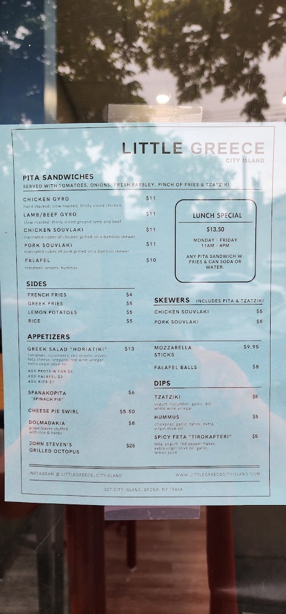 Little Greece menu board