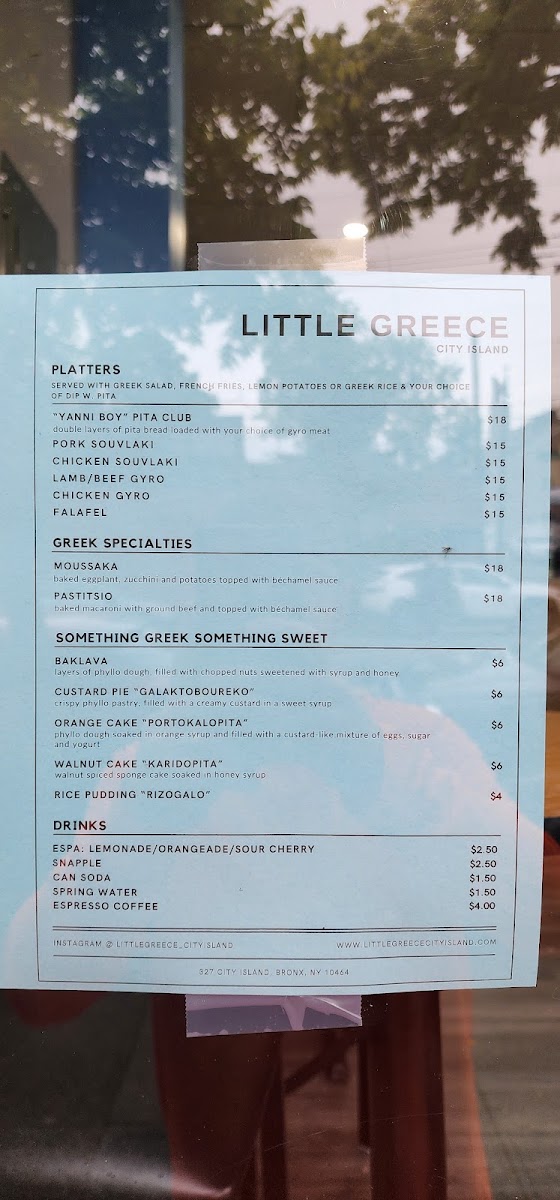 Little Greece menu board