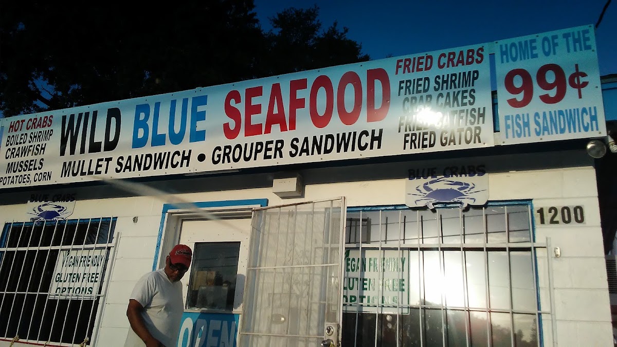 Wild Blue Seafood menu board