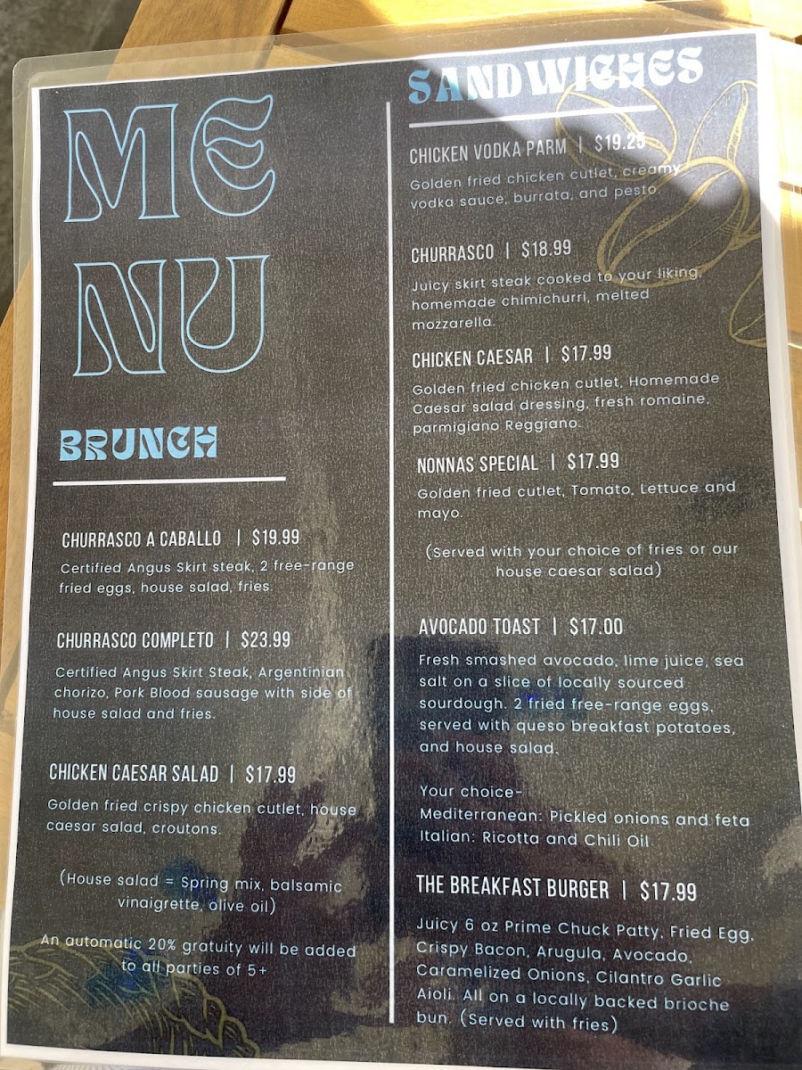 Taza cafe menu board