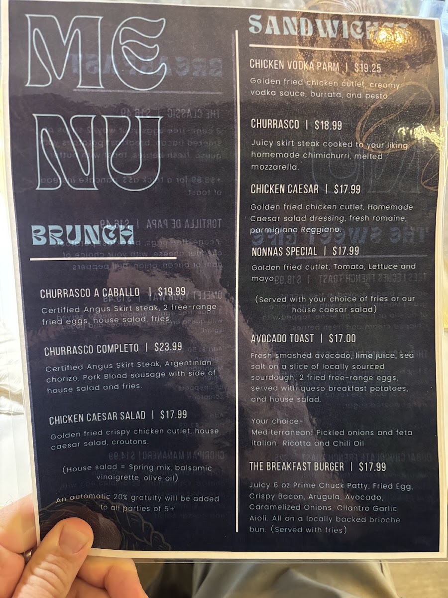 Taza cafe menu board