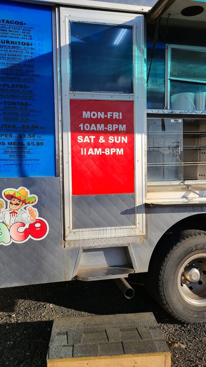 Mr. Taco menu board