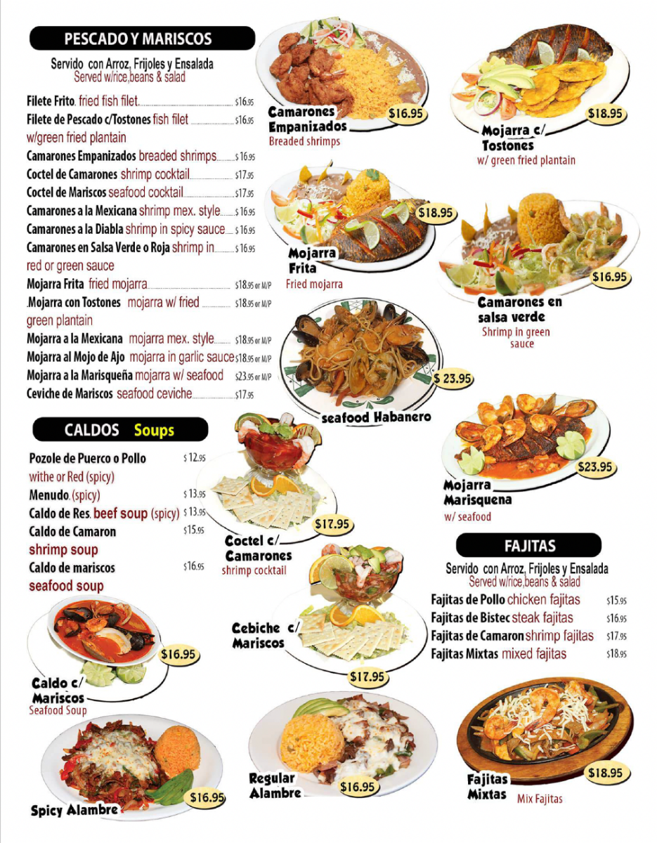 Habanero Authentic Mexican Food menu board