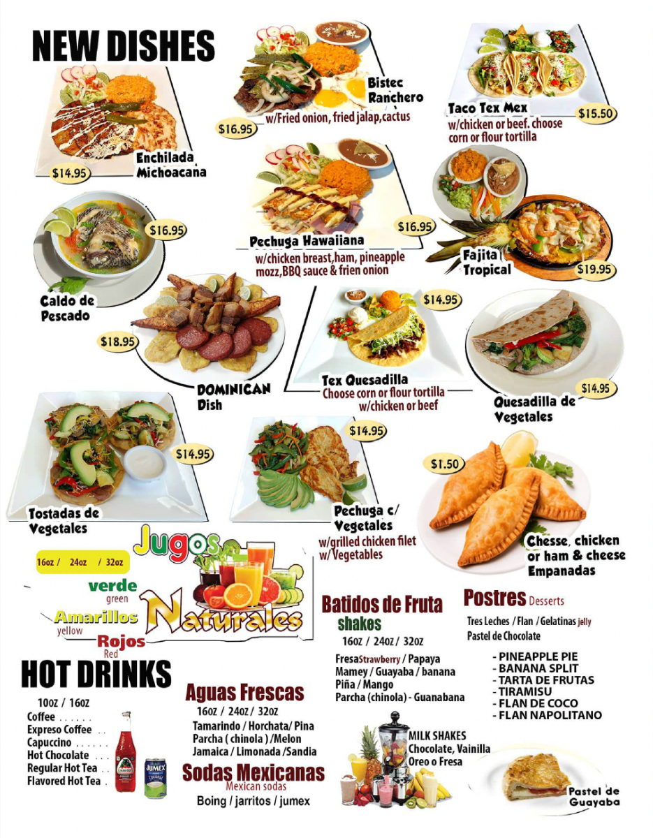 Habanero Authentic Mexican Food menu board
