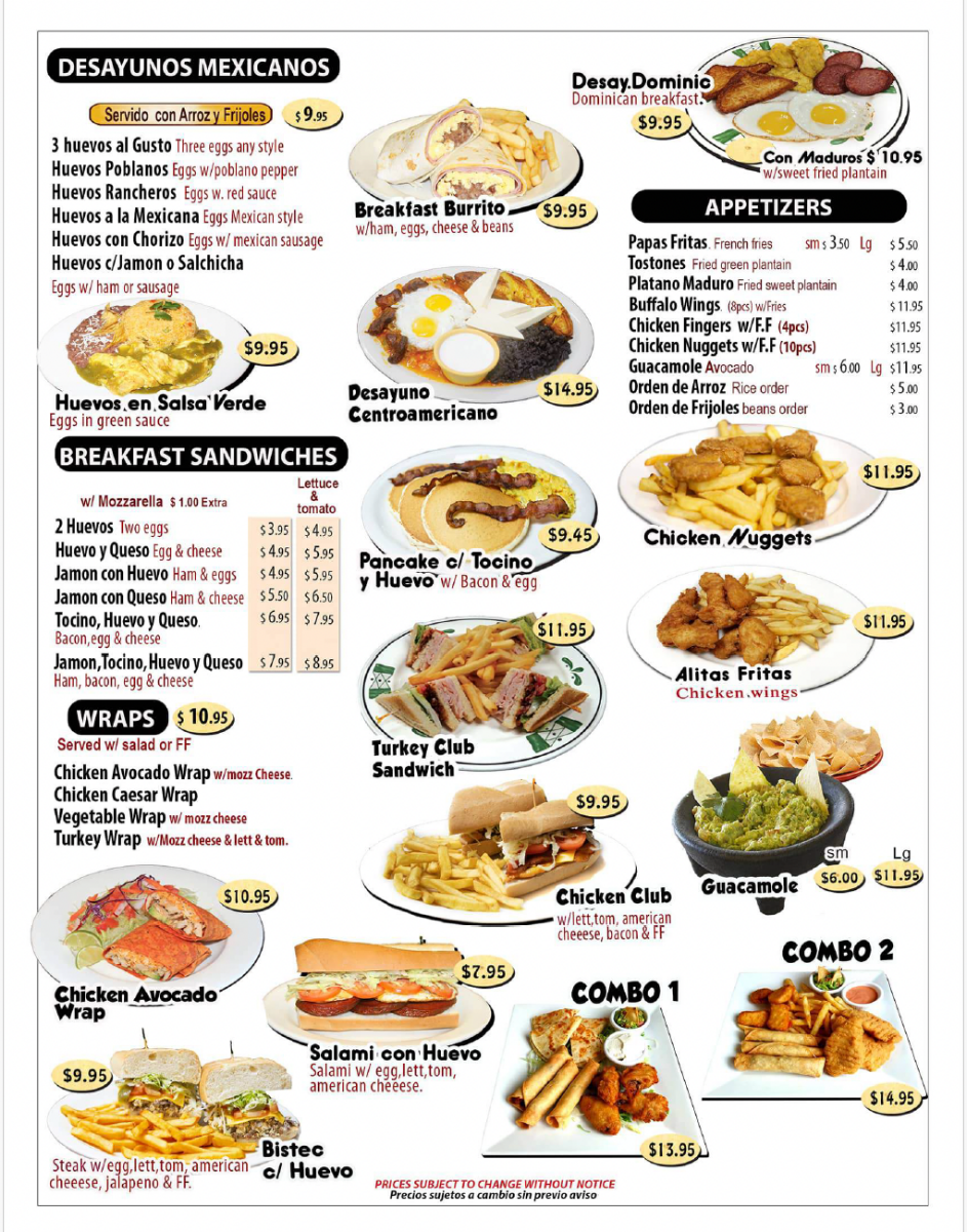 Habanero Authentic Mexican Food menu board