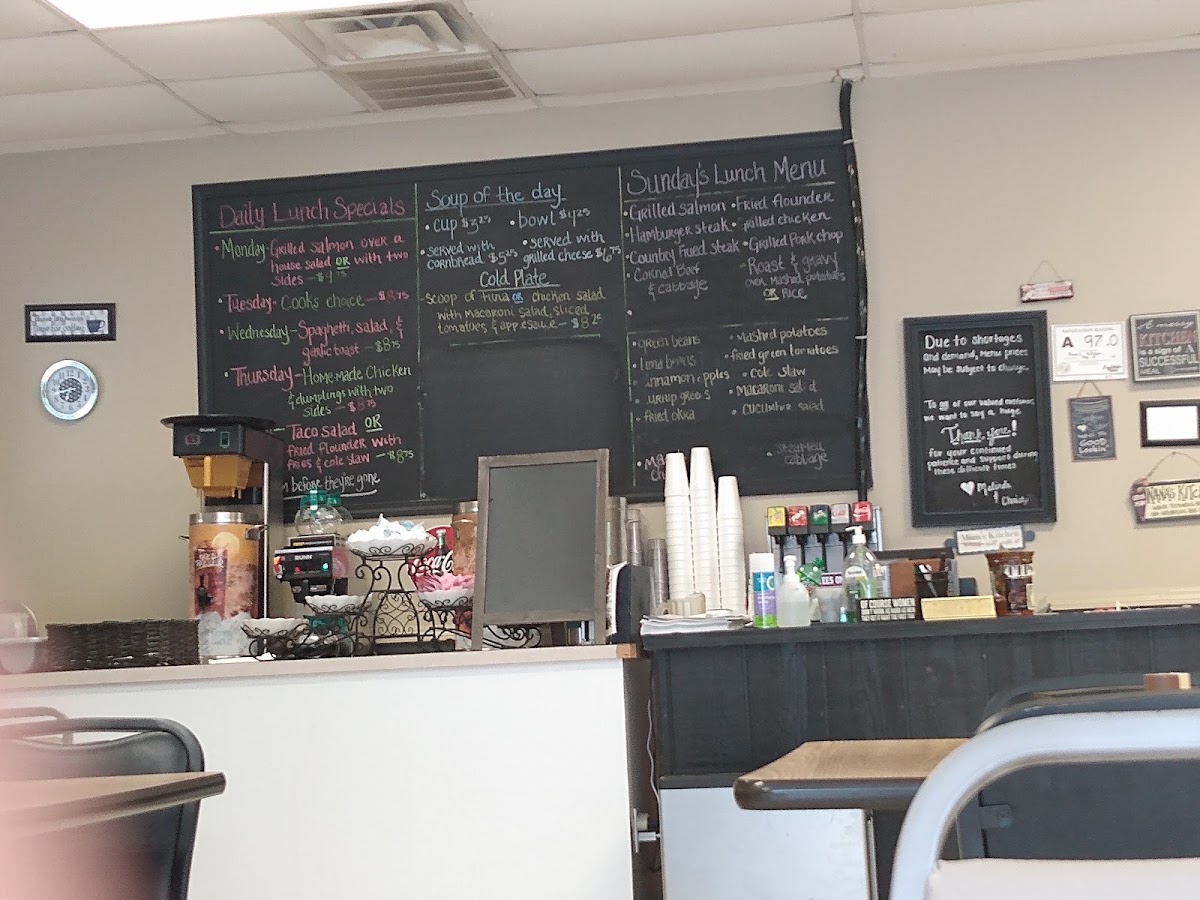 Nana's Kitchen - Tryon, NC menu board