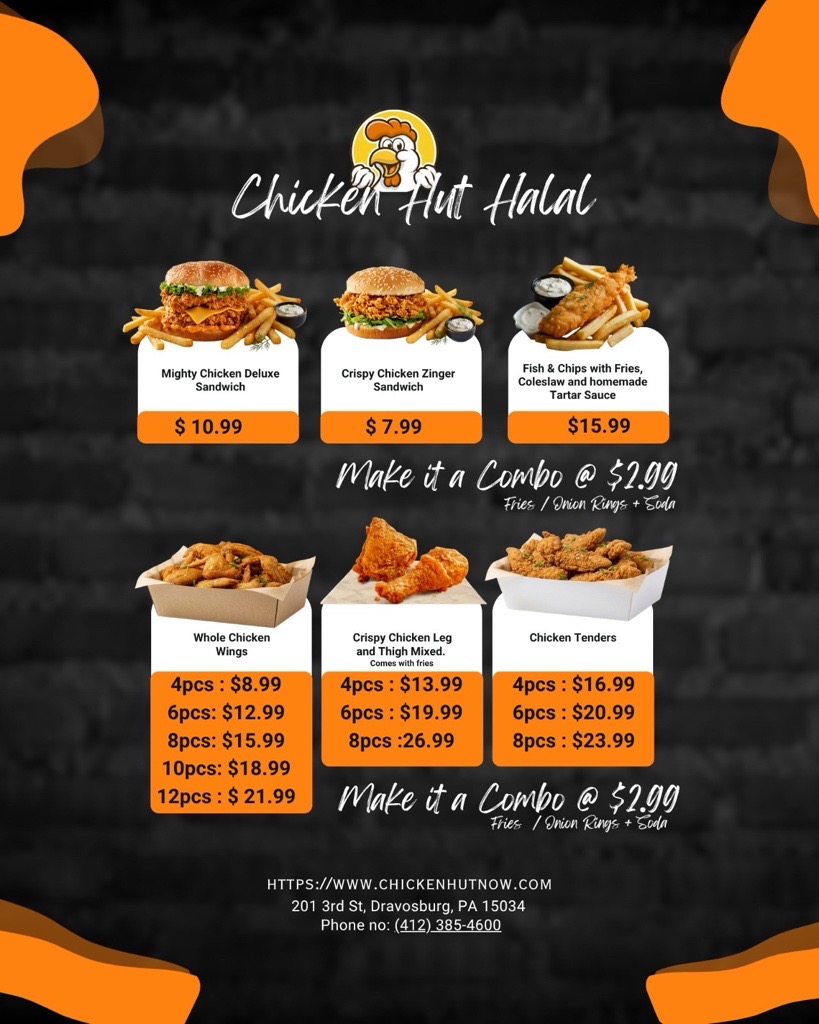 Chicken Hut Halal menu board