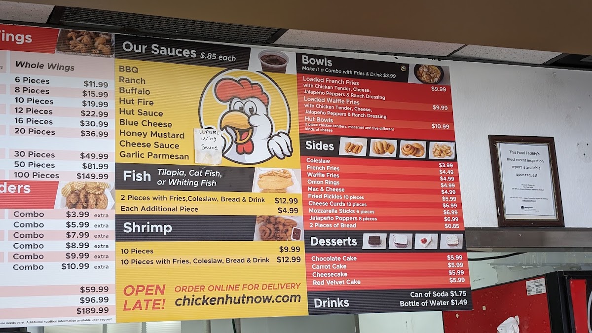 Chicken Hut Halal menu board