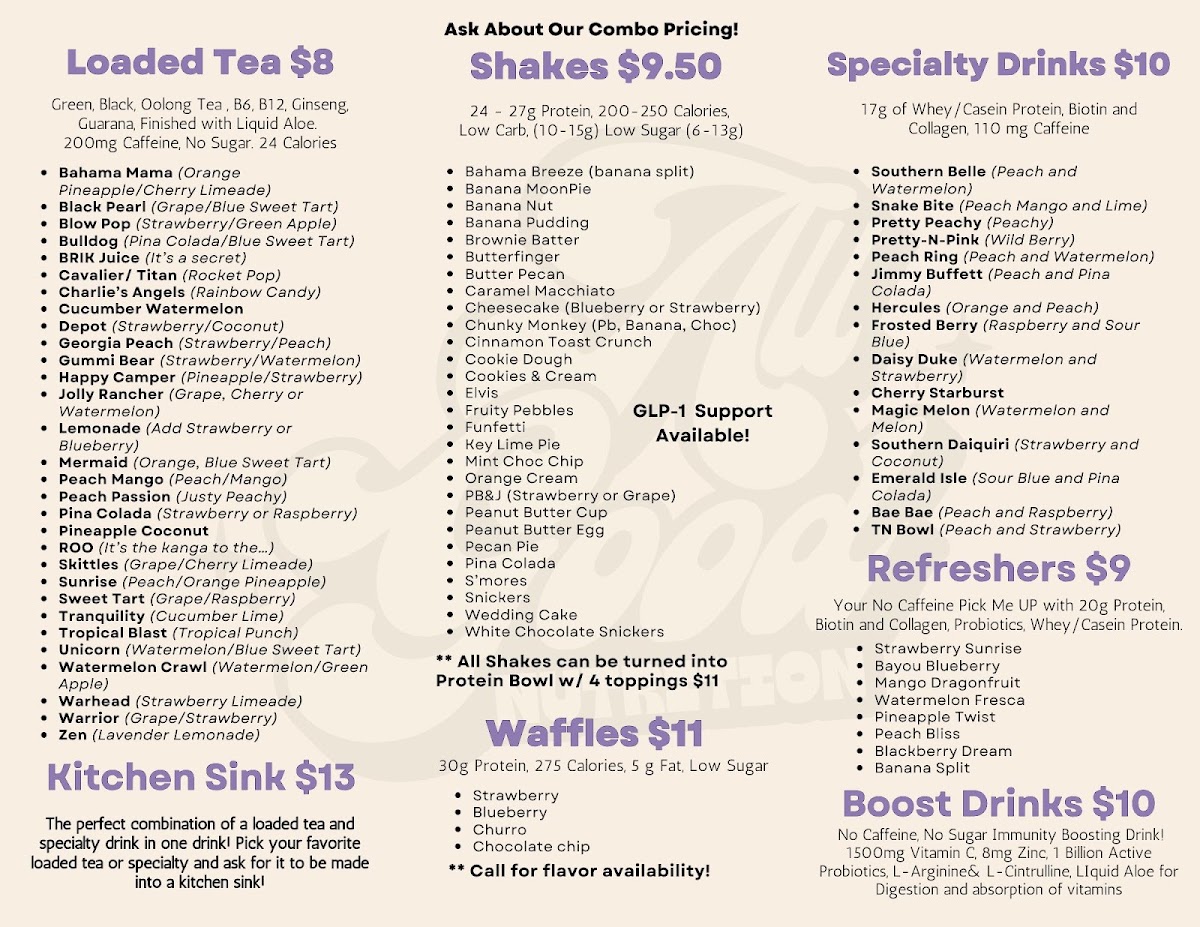 BRIK’s All Good Nutrition menu board