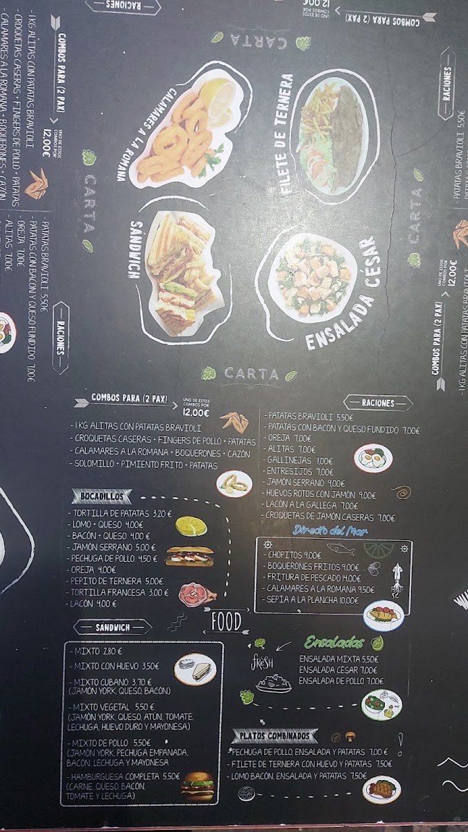 Bar Las Hermanas menu board