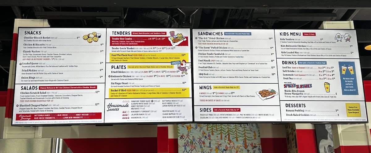 Waldo's Chicken & Beer menu board