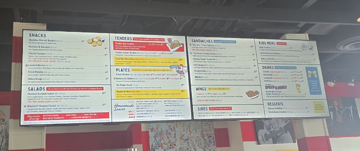 Waldo's Chicken & Beer menu board