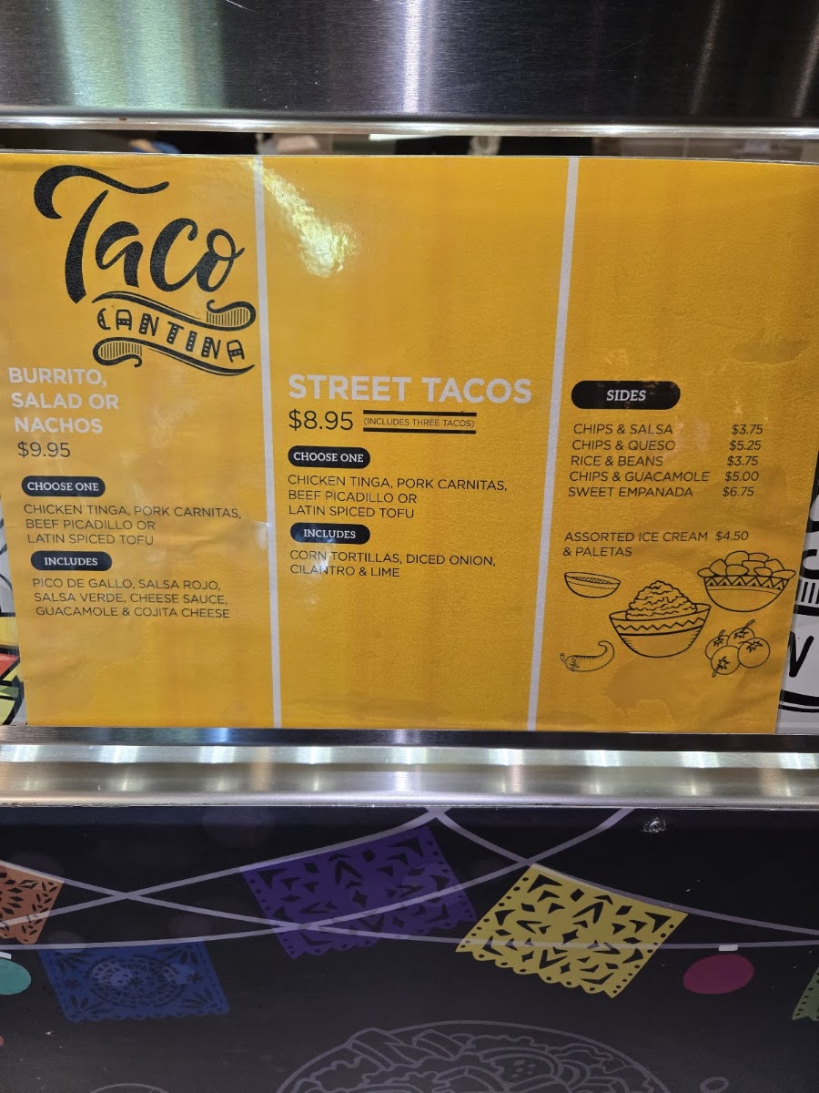 Taco Cantina menu board