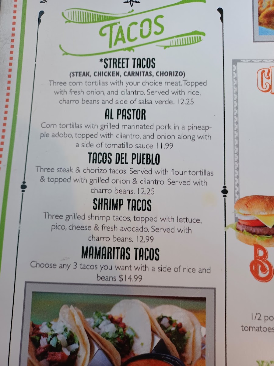 Mama Rita's Mexican Kitchen Dawson menu board