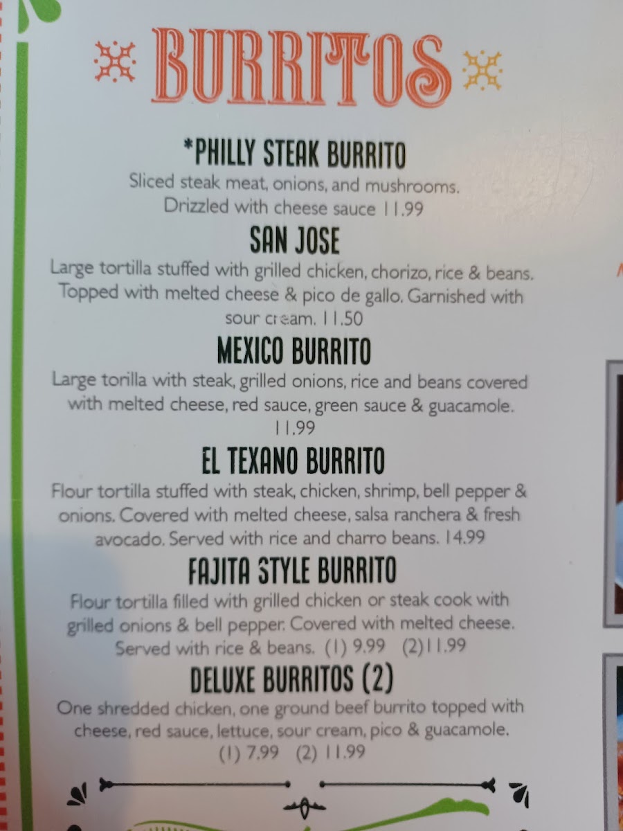 Mama Rita's Mexican Kitchen Dawson menu board