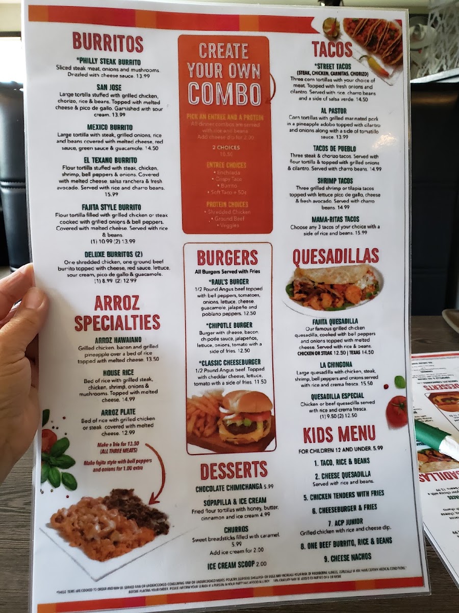 Mama Rita's Mexican Kitchen Dawson menu board