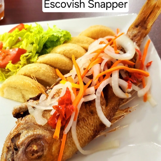 Escovitch Whiting Fish Filet and Bammy