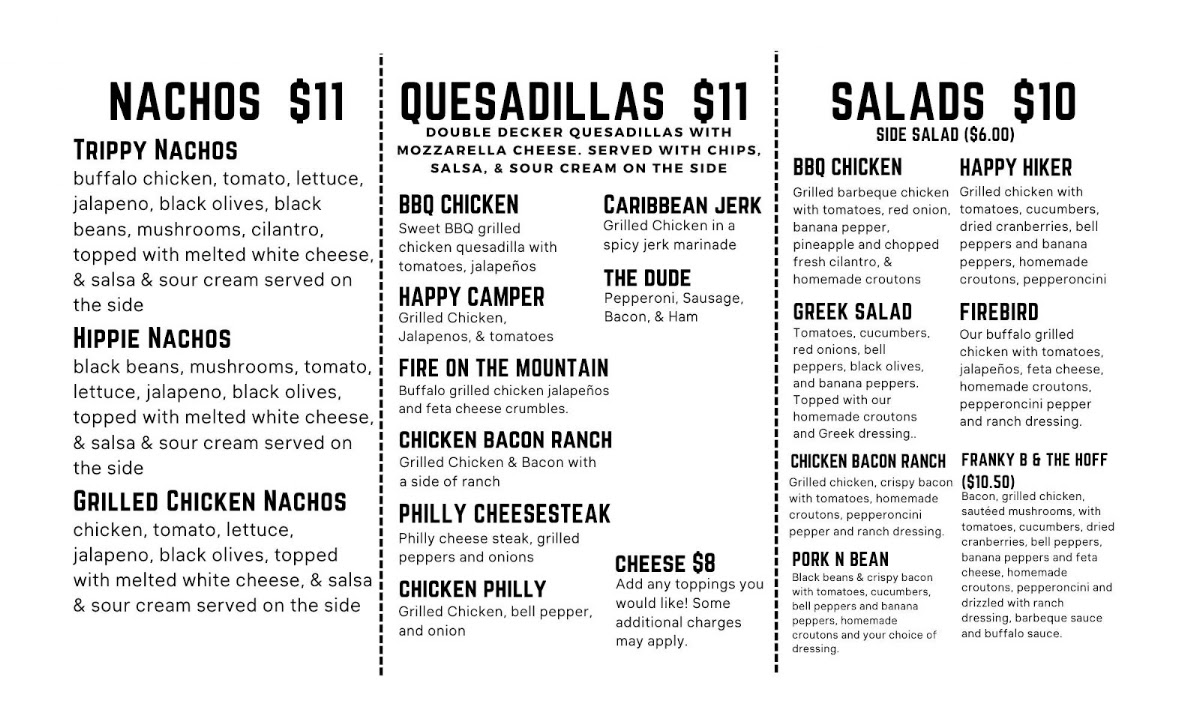 Blackstone Bait Shack menu board