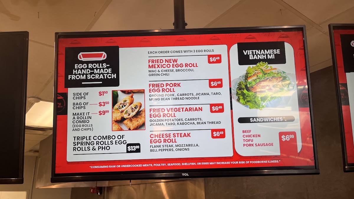 Spring Rollin' menu board