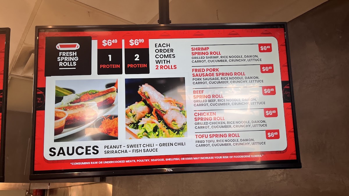 Spring Rollin' menu board