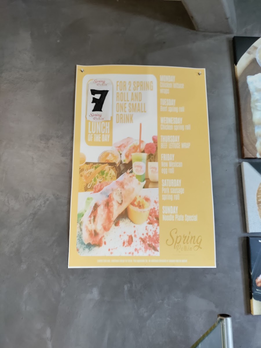 Spring Rollin' menu board