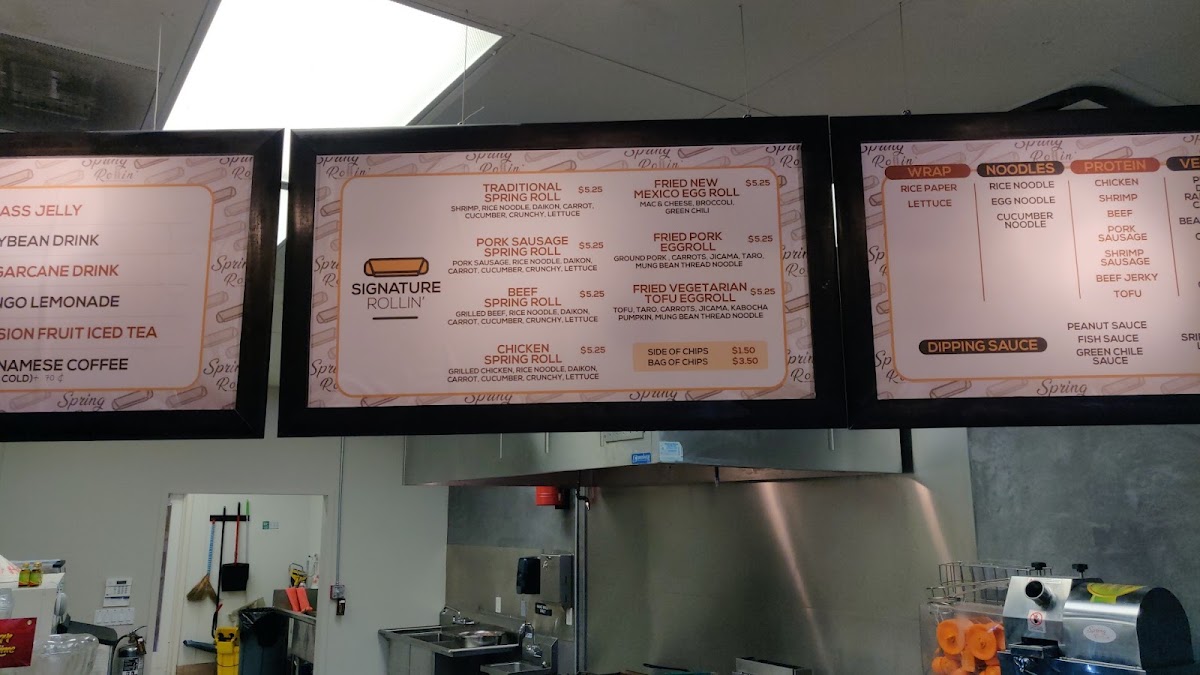 Spring Rollin' menu board