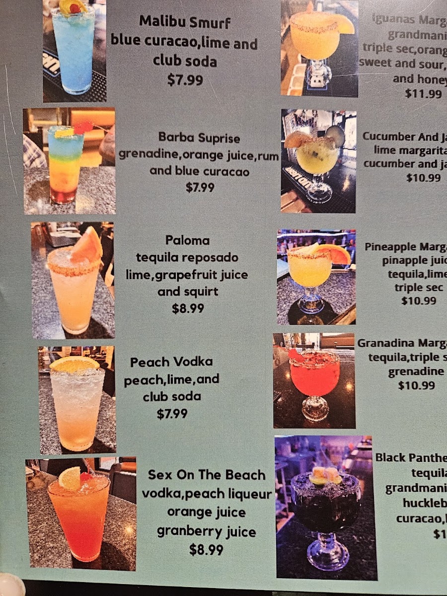 Iguanas Mexican Grill menu board