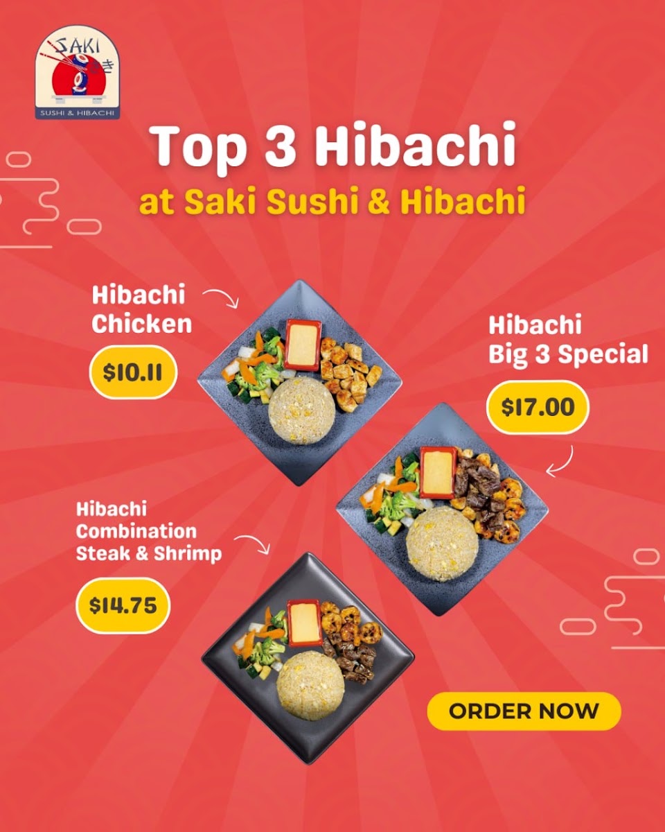 Saki Sushi & Hibachi menu board