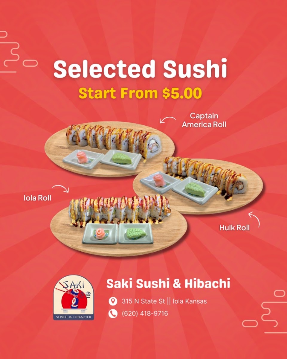 Saki Sushi & Hibachi menu board