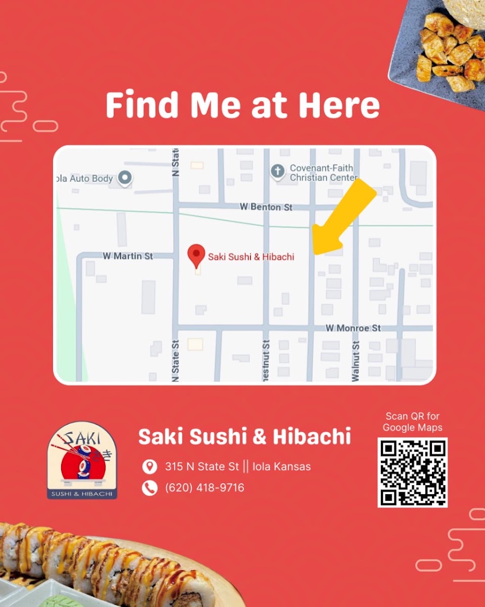 Saki Sushi & Hibachi menu board
