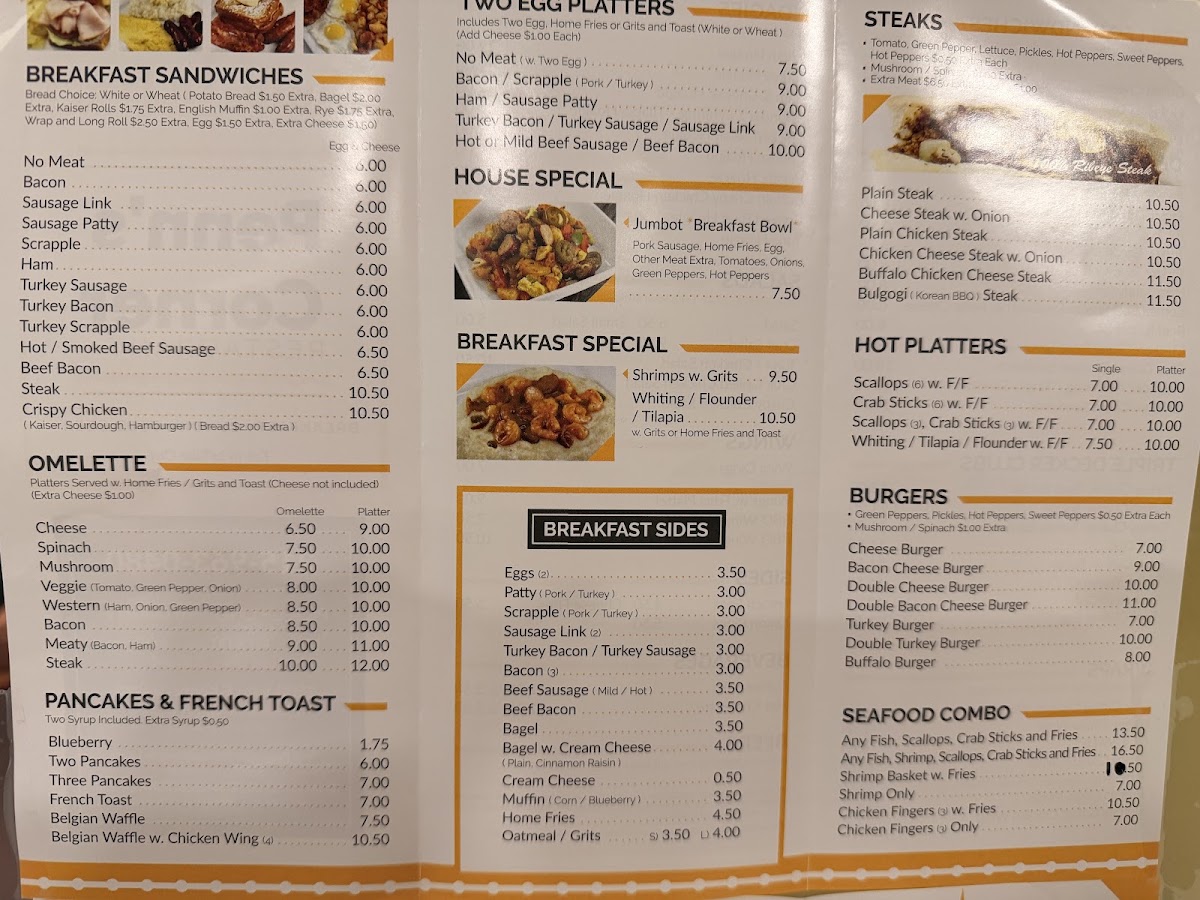 Penn's Corner Restaurant menu board