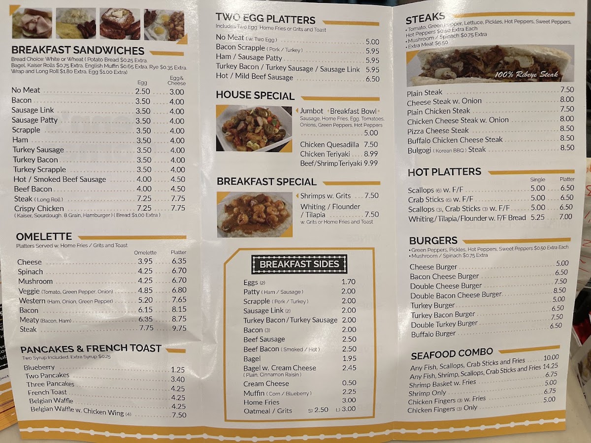 Penn's Corner Restaurant menu board
