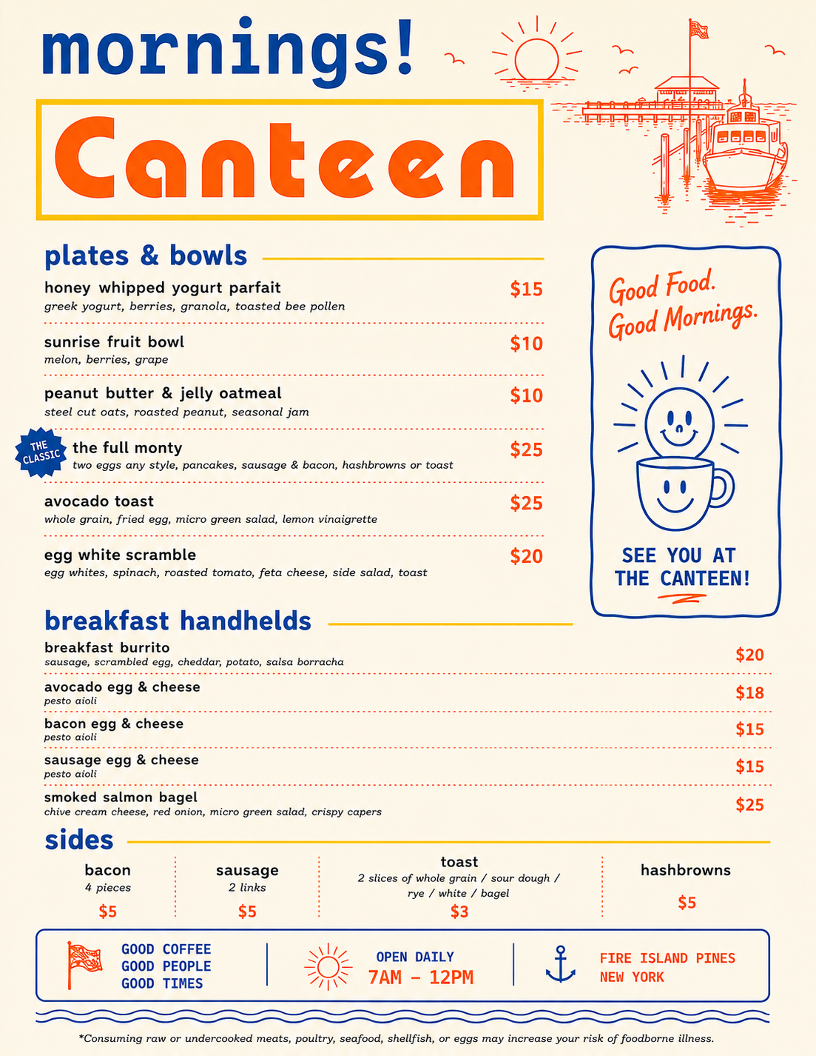Canteen menu board