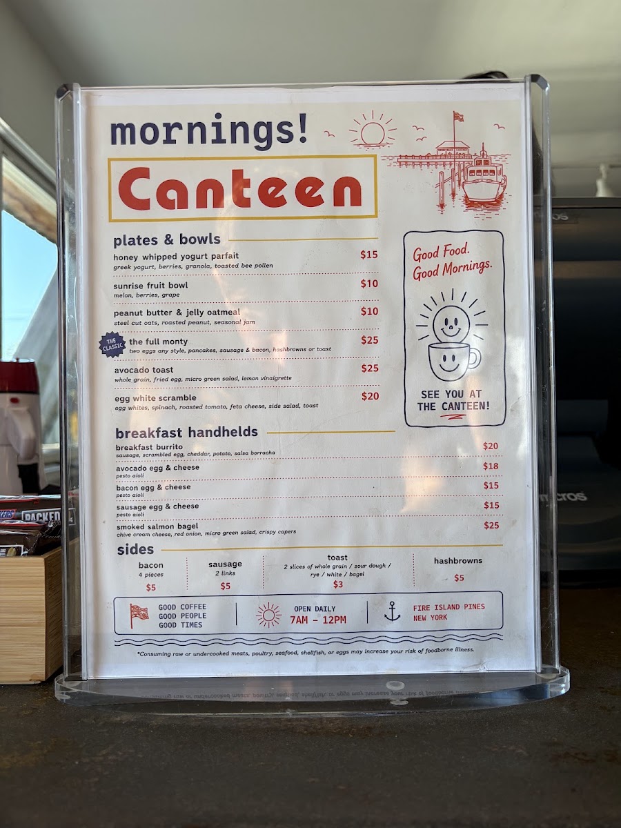 Canteen menu board
