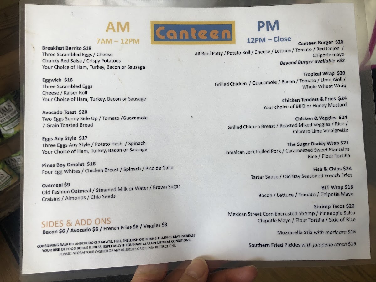 Canteen menu board
