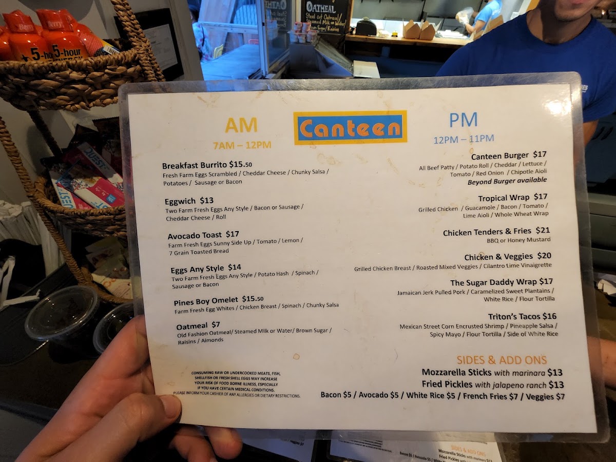 Canteen menu board